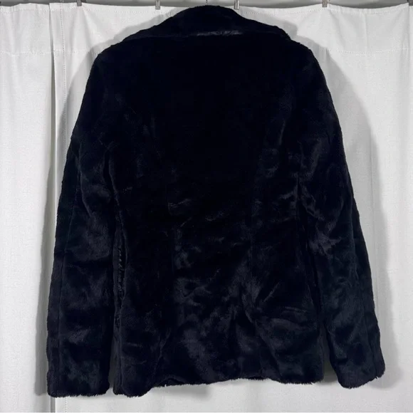 Black Y2K Faux Fur Jacket by Tulle